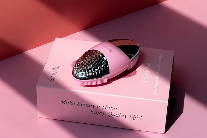 Sunmay Oval USB-rechargeable, Sonic Face Cleansing Brush (Dual Purpose Brush for Facial Massage, Pore Care, Cleansing with Ion Function & Two Adjustable Modes), Unisex and Can Be Used in the Bath, Japanese Instruction Manual Included - NewNest Australia