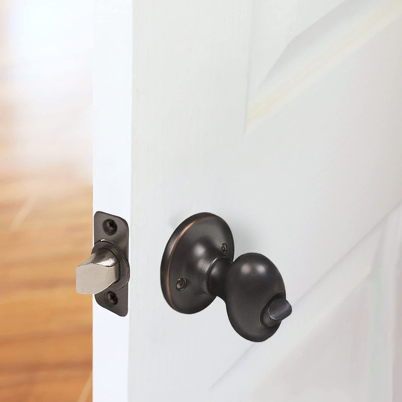 Design House Door Knob, Privacy Lock for Safety, Oval Handle Shape, Fits Standard Doors, for Bedrooms/Bathrooms, Easy Installation, Oil Rubbed Bronze, 2.625 in. Diameter x 2.75 in. L, 750588 Privacy - Locking