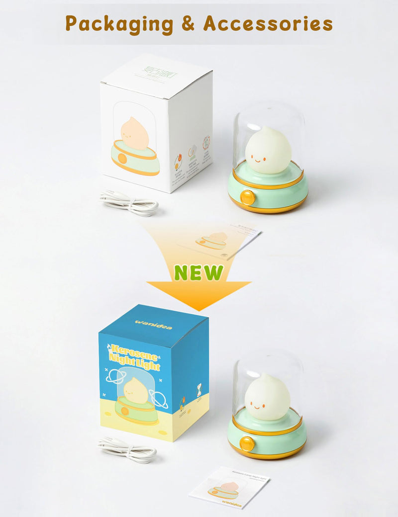 Cute Chibi Flame Lamp, Anime Cozy Lights, Retro Rechargeable Night Light, Decor, Smoko Light, Cute Desk Accessories, Cute Gifts Green
