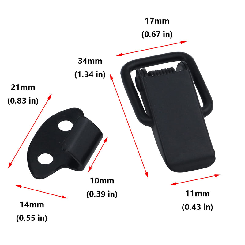 Antrader Small Spring Lock Clasp Buckle Latch for Wooden Case Toolboxes with Mounting Screws, Black, Pack of 6 35mm Length No Lock Hole, Black