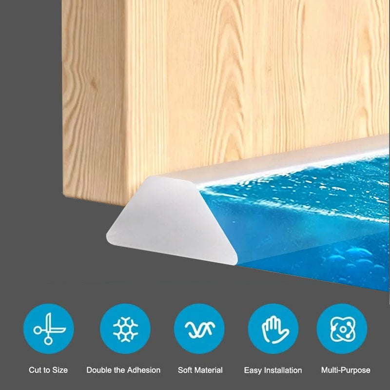 Shower Threshold Water Dam,Self Adhesive Silicone Waterproof Barrier Bathroom and Kitchen Shower Water Stopper Guard for Dry and Wet Separation Caulk Seal Strip Edge Trim (Length：118Inch, Black) Length：118Inch