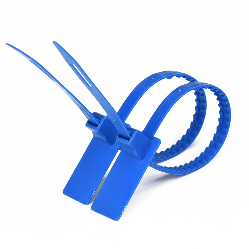 Heavy Duty Plastic Security Seals Self Locking Tamper Evident Shipping Seals Numbered Security Tags Pull Tight Securing Straps Truck Trailer Seals Length 337 mm 13.2" (Blue 100 PCS) Blue