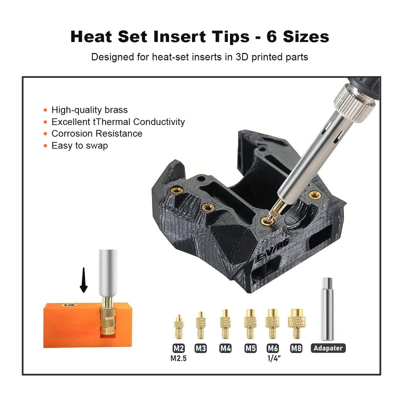 90W Digital Soldering Iron Heat Set Insert Tool with Extra Soldering Tips, Heat Set Insert Tips, and Threaded Inserts Heat Insert Brass Nuts Soldering Iron Kit