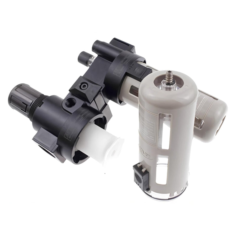 Compressed Air Filter Regulator Lubricator Combo Airtac BFC3000-C 3/8''NPT 0-140 PSI with Pressure Gauge Semi-Auto Drain 3 in 1 Two FR.L Unit BFC3000C 3/8'' NPT