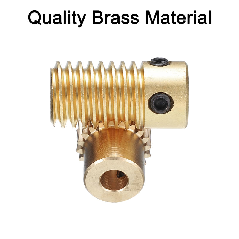 uxcell Worm Gear Set - 0.5 Module 20:1 Reduction Rate 5mm Hole Dia Gear Shaft and 4mm Hole Dia Gear Wheel 20T Drive Gear Box (Brass)