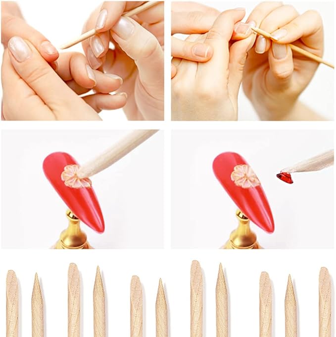 LIKENNY Orange Wood Stick Wooden Nail Stick Nail Pusher Nail Tool Multi-functional Easy Cuticle Treatment Tool for Nail Tools (Approx. 50 Pieces Wooden) - NewNest Australia