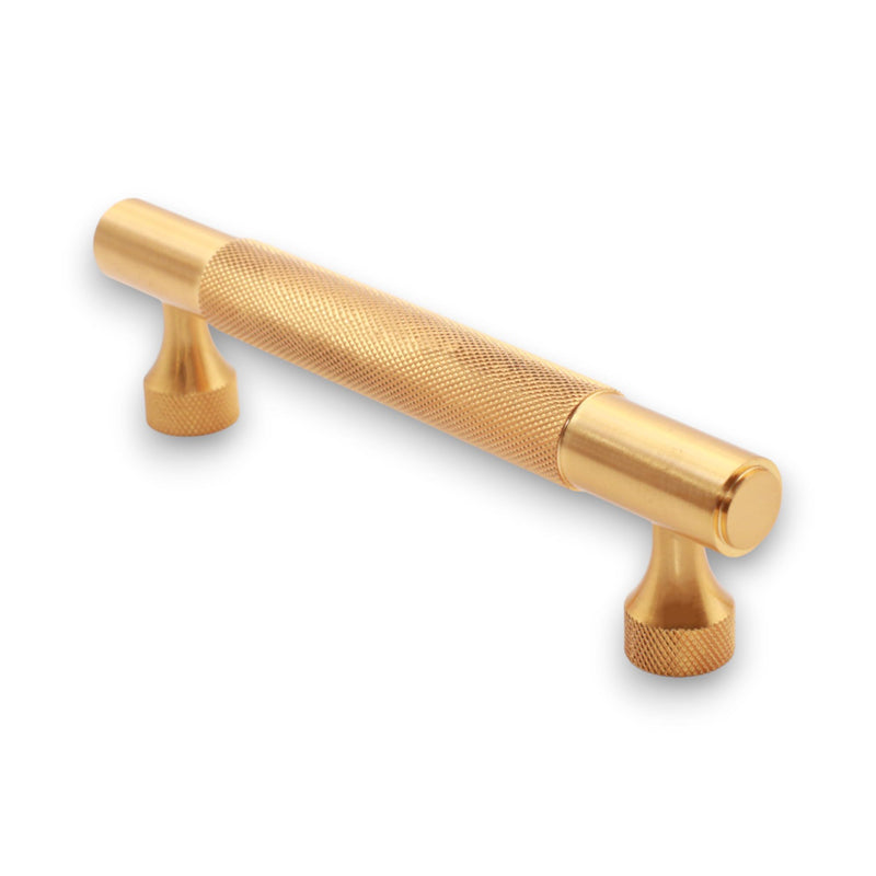 Infinity Decor Pair of Satin Brass Knurled Cabinet Drawer T Bar Pull Handle - 160mm Ideal for Kitchen Cupboard, Wardrobes, Interior Furniture Doors