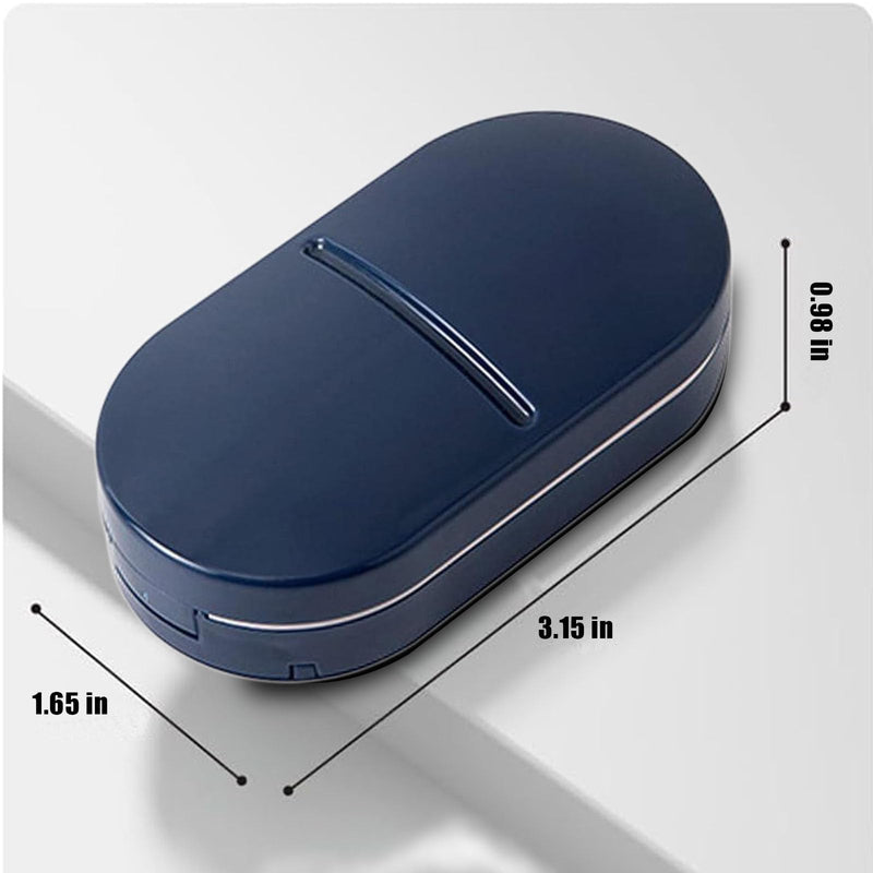 Pill Cutter Splitter for 1/2 Cuts, Small Tablets and Vitamins, Easy-Open Button, Built-in Storage, Shielded Stainless Steel Blade, Portable Tablet Splitter(Blue)