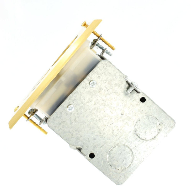 Leviton 20-Amp, 125-Volt, Floor Mounting Duplex Receptacle, Straight Blade, Commercial Grade, Self Grounding, 25349-FBA, Ivory