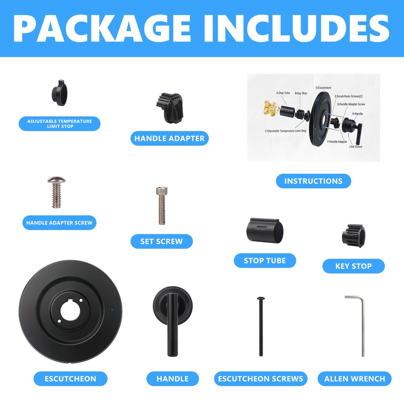 T2901BL Shower Handle Compatible with Moen Gibson Posi-Temp Valve Trim Kit, Matte Black Shower Compatible with Moen Gibson Posi-Temp Shower/Tub 2510/2520/2570/2590 Pressure balanced Valves