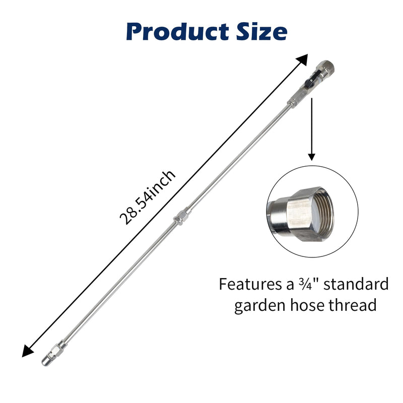 Shut-Off Valve RV Black Tank Cleaner Wand,RV Tank Flexible Swivel Stick Rinser,360 Degree Swivel Adapter and Power Nozzle, Black Tank Rotary Cleaning Action,Easy Clean