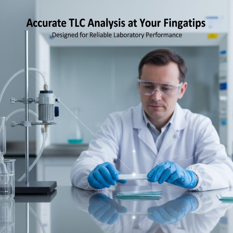 TLC Silica Gel Plates GF254, 25x75mm, 80 TLC Sheets per Box, Thin Layer Chromatography Sheets with Fluorescent Indicator for Laboratory Analysis