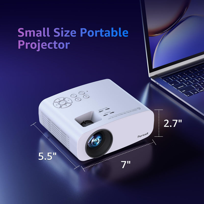 Pericat Portable Outdoor Projector - Upgraded 5G WiFi Bluetooth Compatible with Smartphone, HDMI, USB, AV, Fire Stick, PS5