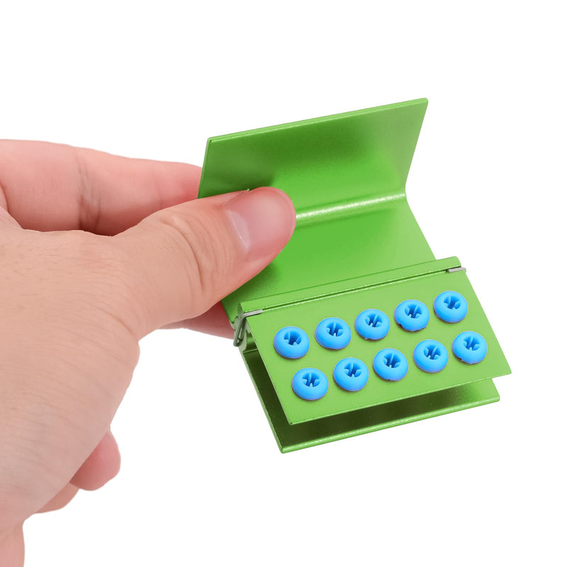 5pcs 10 Holes Dental Burs Holder Block Case with Blue Silicone Dental Autoclavable Burs Holders (Green) Green