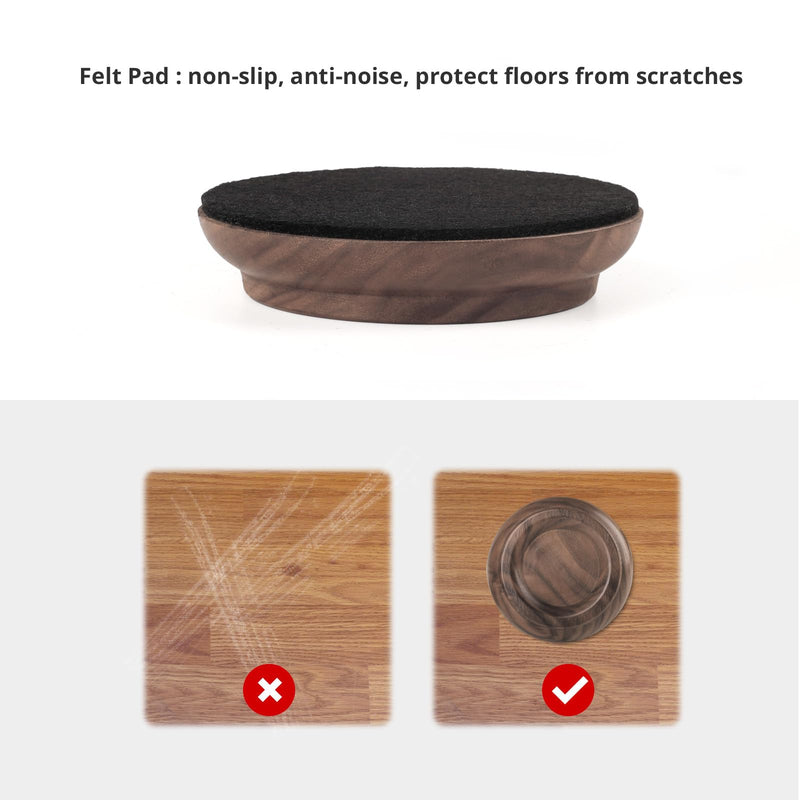 Upright Piano Caster Cups,Premium Quality Black Walnut Wood Piano Caster Pads, Furniture Leg Pad Set of 4,with Non-Slip Moisture-Proof& Anti-Noise Felt Pads for Hardwood Floor Protectors(Black Walnut)