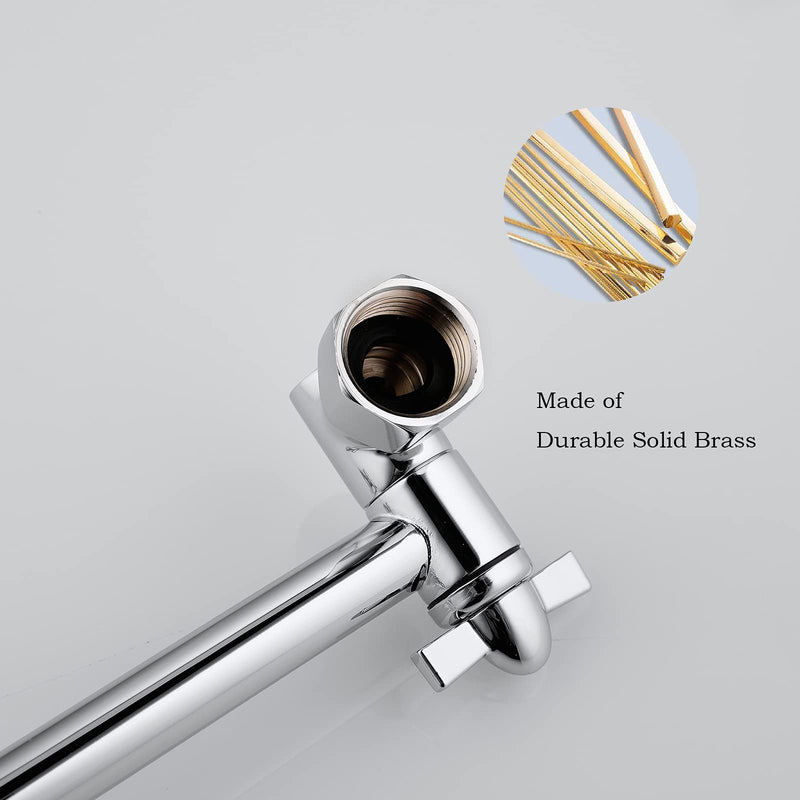 Shower Head Extension Arm, Anti-Leak Solid Brass Adjustable Shower Arm Extender for Rain & Handheld Shower Head, Shower Arm with G1/2 Universal Connector (5 Inch, Chrome) 5 Inch