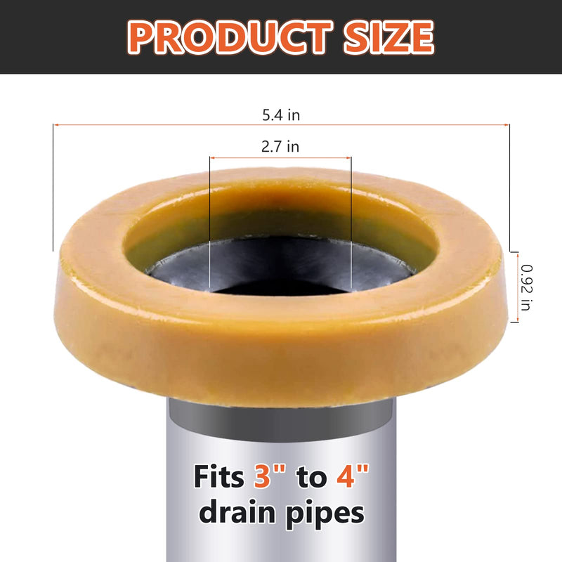 Toilet Wax Ring 2 Pack, Thick Toilet Bowl Wax Seal with Polyethylene Flange, Toilet Gasket Ring Fits 3-Inch or 4-Inch Waste Lines Toilet Wax Ring/ 2Pack