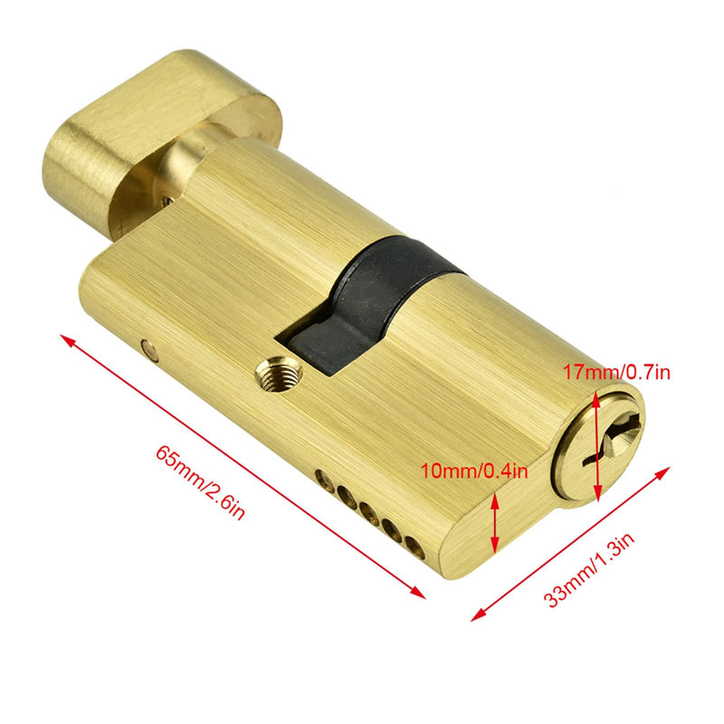 Brass Cylinder Lock Replacement - Storm Door Lock Cylinder with Safety Core and 3 Keys