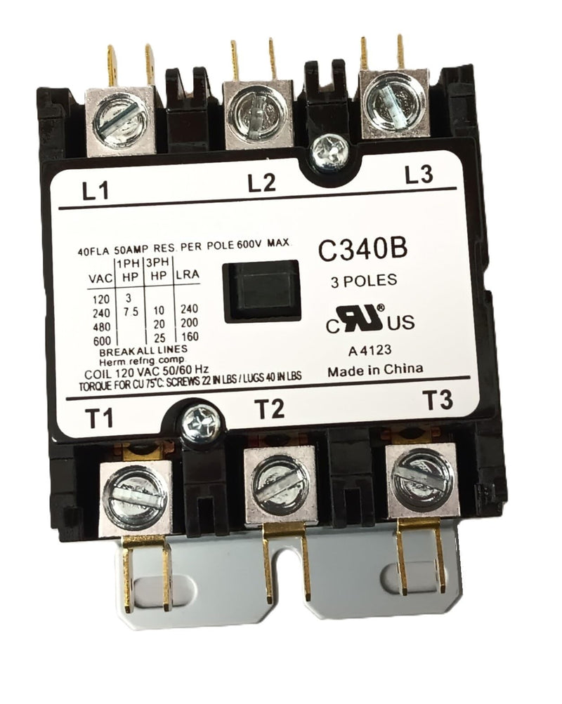 Packard 3 Pole 40 Amp 120 Vac Contactor C340B