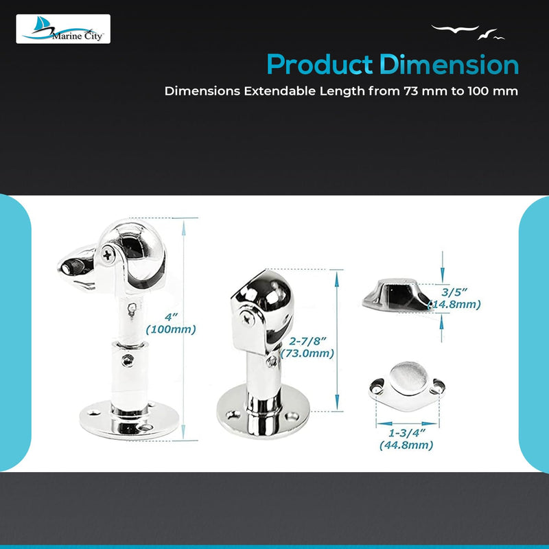 Marine City Magnetic Ball Door Window Stopper Set, 316 Stainless Steel, Corrosion-Resistant, Holds 4kg, Extendable 73mm-100mm, Ideal for Boats, Yachts, Ships