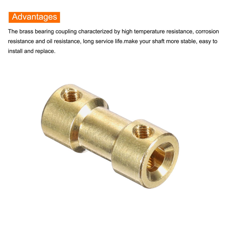 MECCANIXITY 4pcs 6mm to 6mm Brass Shaft Coupling Joint Connector with Screws and Hex Wrench Flexible Motor Shaft Coupler for RC Model Car Airplane Motor Wheels Tires Shaft 4