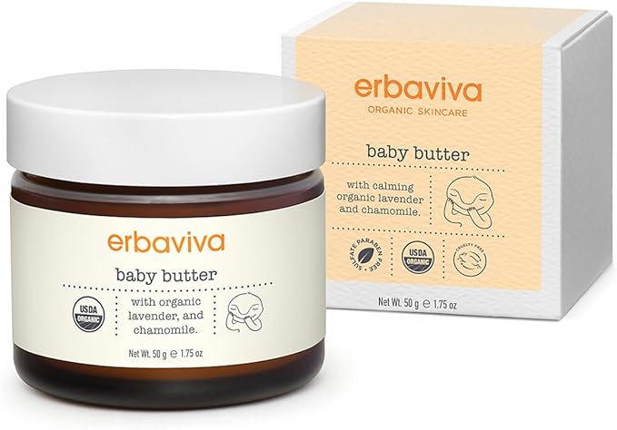 erbaviva Baby Butter 1.8 oz (50 g) (Full Body Balm) For Drying All Types of Babies to Adults Can Be Used Whole Body Cocoa Butter, Lavender, Chamomile, Organic Certified (USDA) - NewNest Australia
