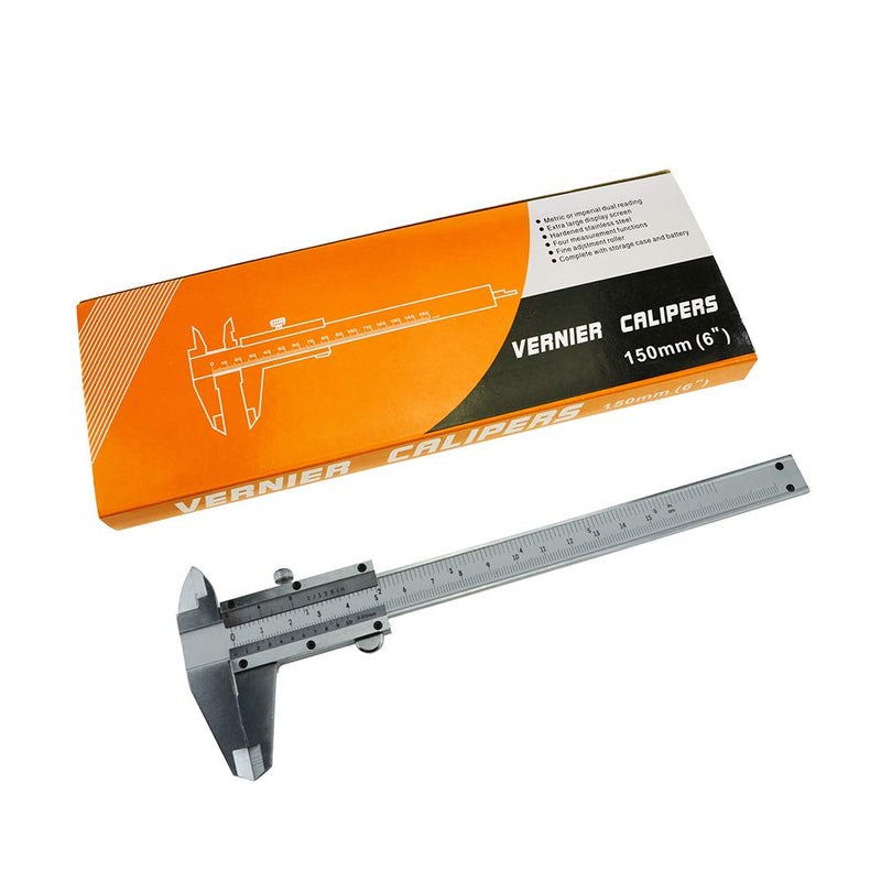 Vernier Caliper Stainless Steel Professional High Quality 0-6 Inches/150 mm Micrometer Durable Measuring Tool for Inside, Outside, Depth and Step Measurements