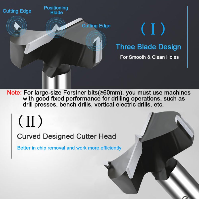 3 Inch Carbide Forstner Drill Bit, Carbide Tipped Forstner Bit for Hard Wood, Wood Drilling Bit Woodworking Hinge Cutter Tool Kits for Wood Plywood Plastic 76mm | 3''