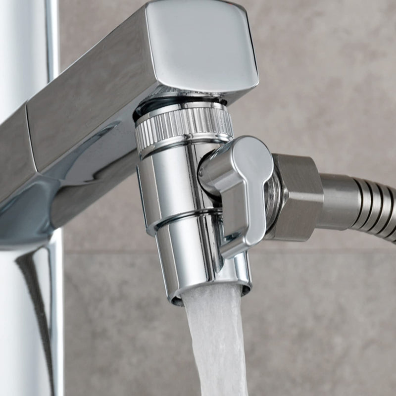 Faucet Diverter Valve with Aerator, 3-Way Diverter Valve for Hand Held Shower, Sink Faucet Splitter for Kitchen and Bathroom, with 55/64'', 15/16'', G1/2” Adapters Sliver with 3 Adapters