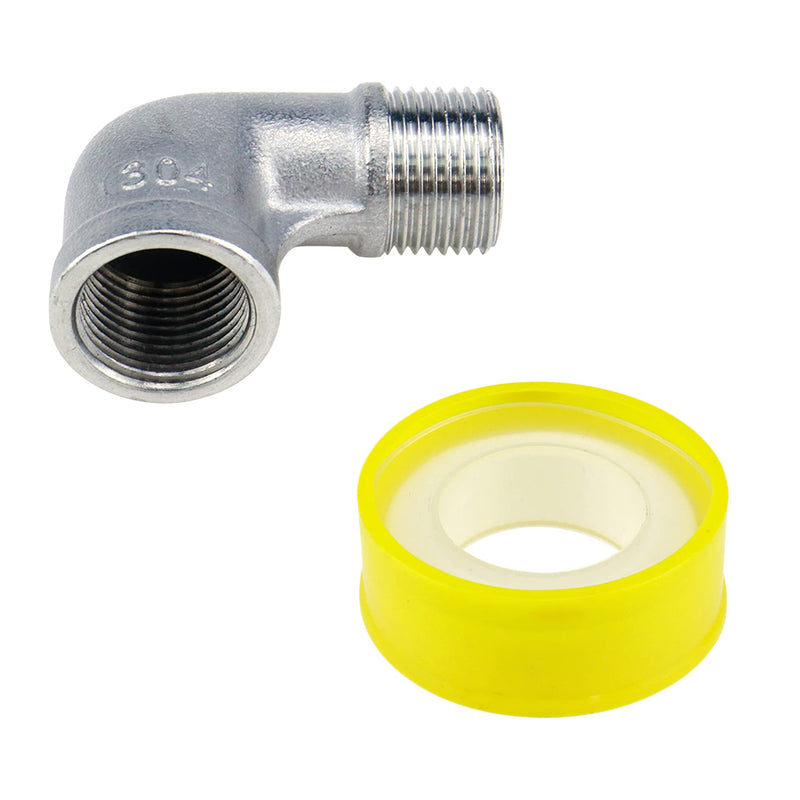 2Pcs 304 Stainless Steel 90 Degree Elbow 3/8" NPT Threaded Pipe Fitting Female x Male 3/8" MNPT × 3/8" FNPT