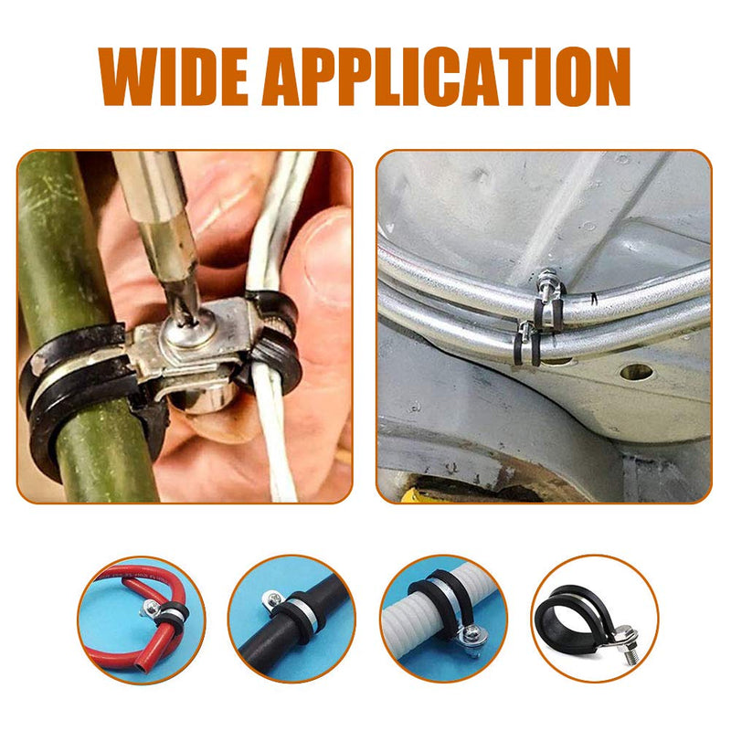 ISPINNER 12 Pack 2 Inch Rubber Cushioned Stainless Steel Cable Clamp, Hose Clamp, Pipe Clamp (2 Inch)