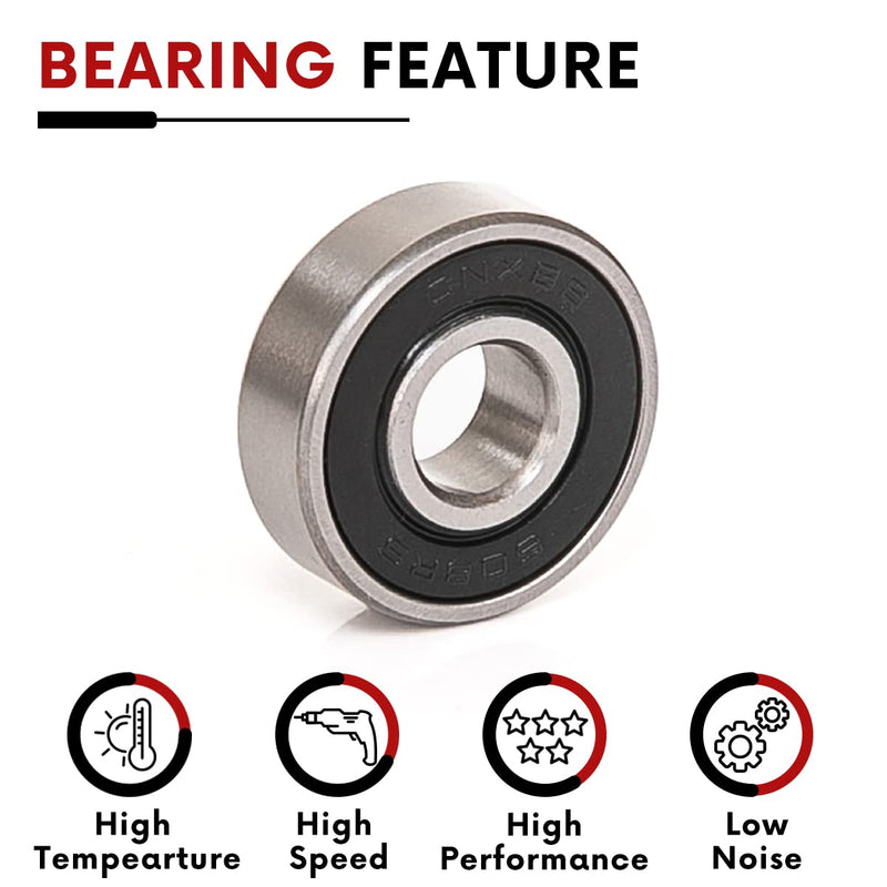 10 PCS 608-2RS Double Black Rubber Sealed Deep Groove Ball Bearings 8x22x7mm, Deep Groove Ball Bearing ABCE-3 Pre-Lubricated, Chromium Bearing Steel (608-2RS-BK, 10) 608-2RS-BK