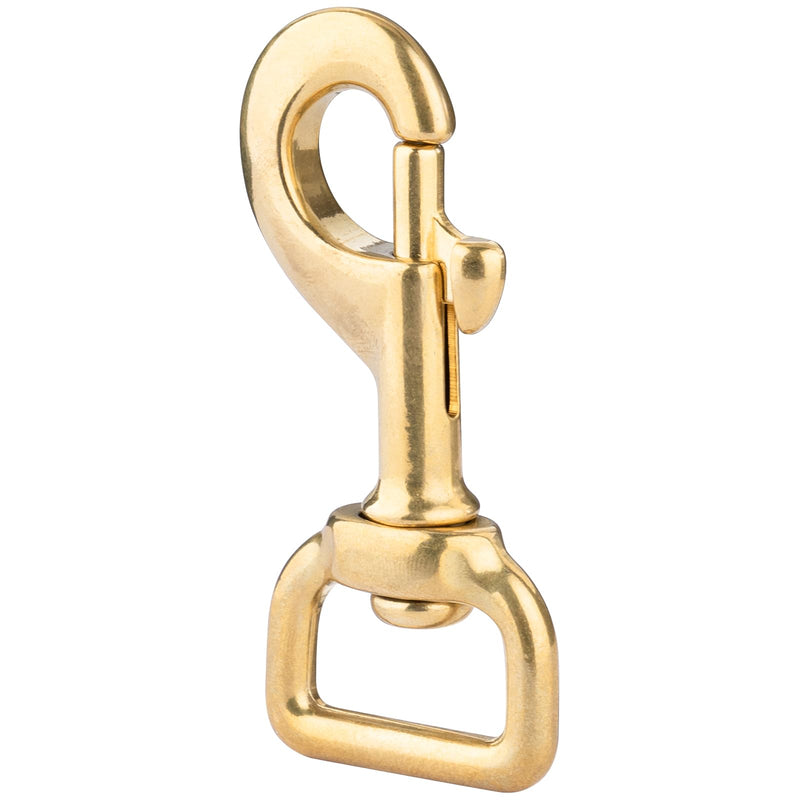 3-1/8 inch Solid Brass Swivel Bolt Snap Hooks 7/8 inch Square Swivel Eye Single Ended Trigger Clips Keychain Holder for Leathercrafts, Dog Collar, Pet Leash, Flag Halyard and More (2 Pieces)