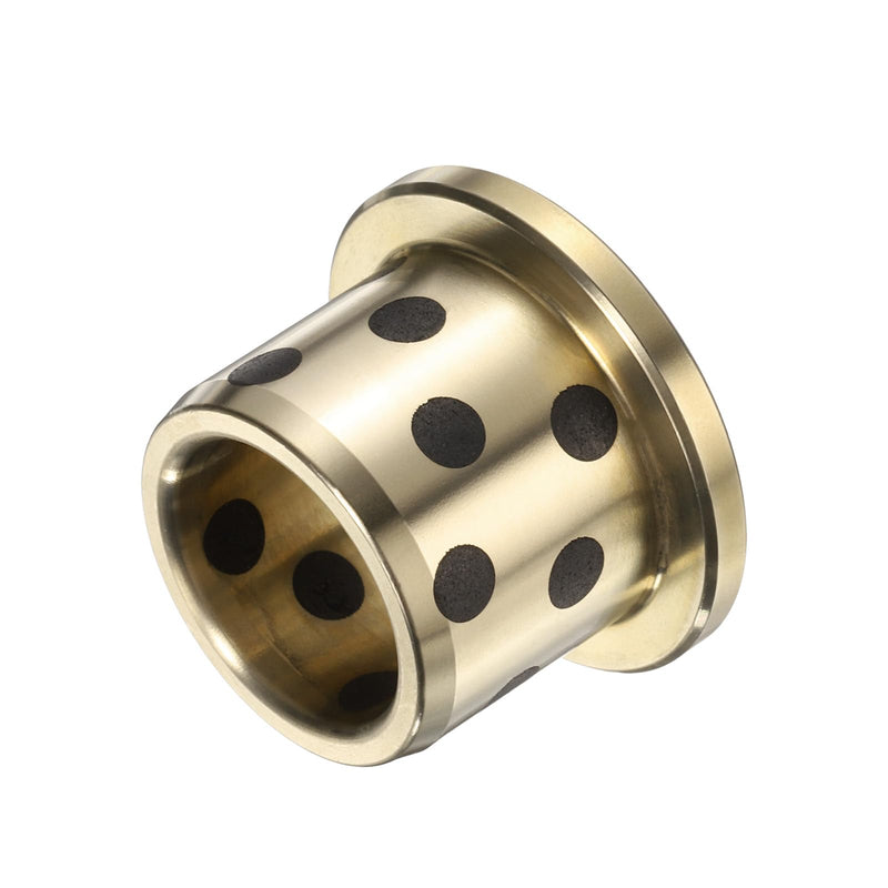 uxcell 4pcs Flange Sleeve Bearings 16mm Bore x 22mm OD x 20mm Height, Wrapped Oilless Flange Bushings Brass Graphite, Oilless Lubricating Cast Brass Bushing