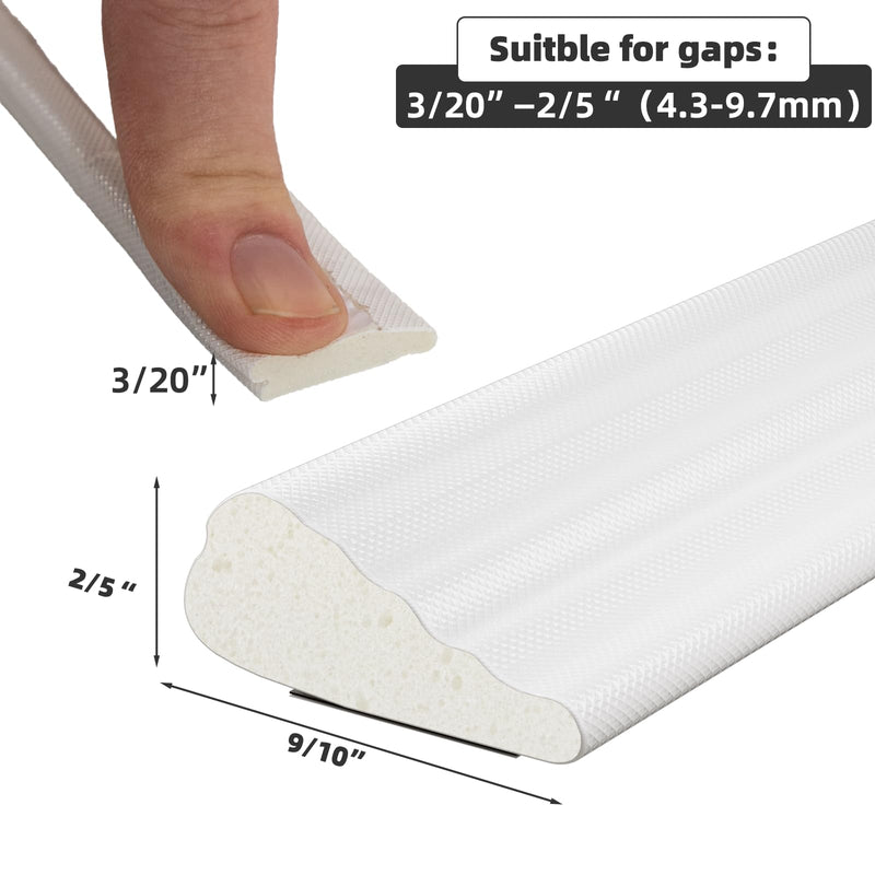 9.8 Ft Weather Stripping Seal Strip for Doors/Windows,Soundproofing Window Insulation Draft Stopper for Winter, Selfadhesive Foam Weather Strip for Door Frame,Door Gap Filler Noise Blocker(White) 9.8 feet White