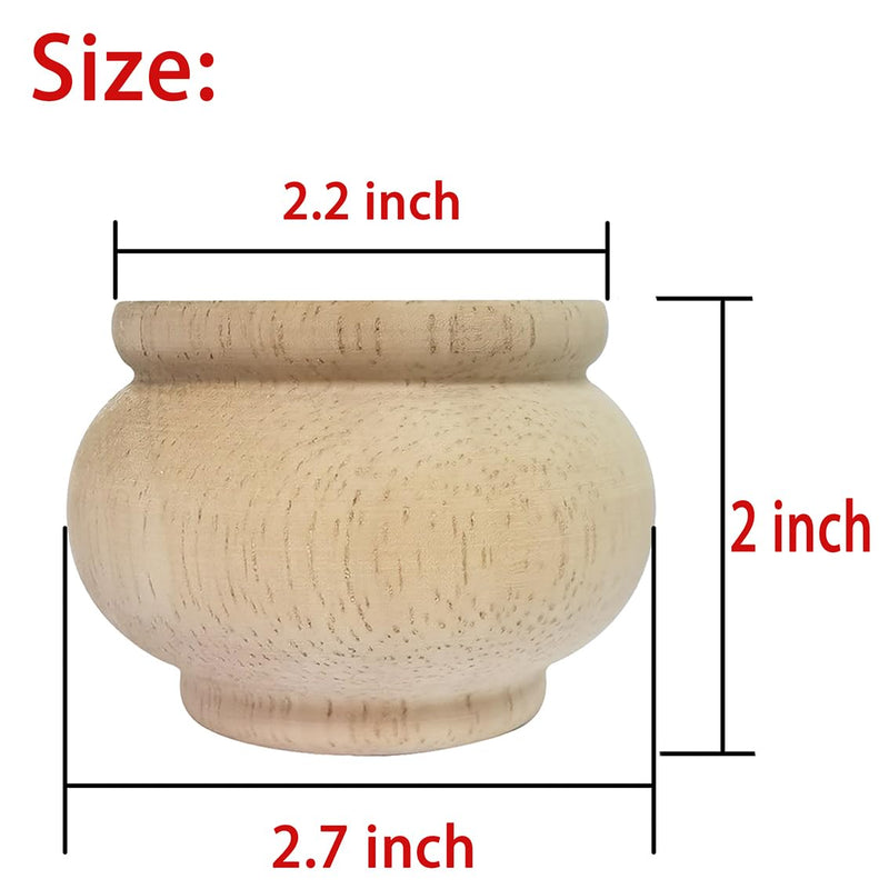 2 Inch Wooden Furniture Legs, Solid Wood Unpainted Replacement Furniture Legs, Cabinet Legs/Desk/Sofa/Bookcase Bun Feet, DIY Wooden Round Legs with Mounting Plate & Screws Set of 4 (2 Inch) 2 Inch