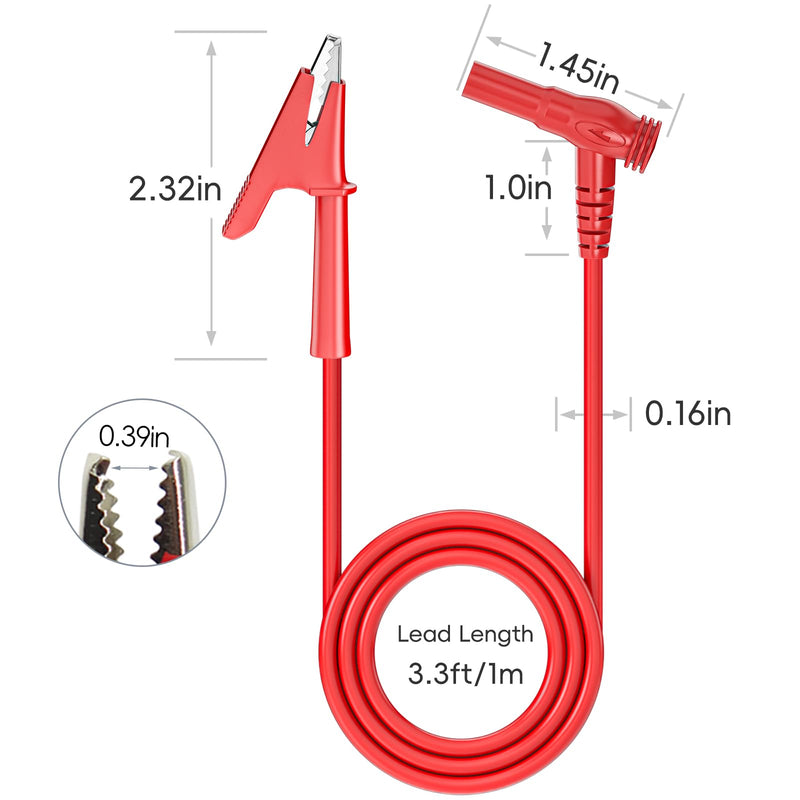 Goupchn Multimeter Test Leads Banana Plug Angle to Alligator Crocodile Clips Soft Flexible Test Cable Wires for Electrical Testing 3.3ft/1m 4mm Angle Banana to Alligator
