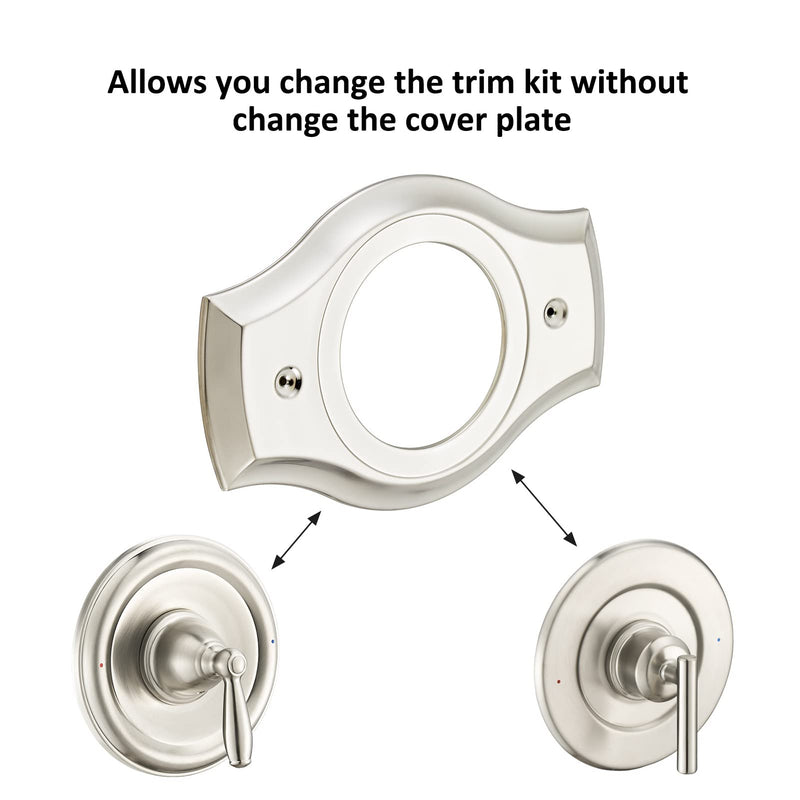 Renovation Shower Cover Plate for 2-Handle or 3-Handle to 1-Handle Shower Updates, Brushed Nikel