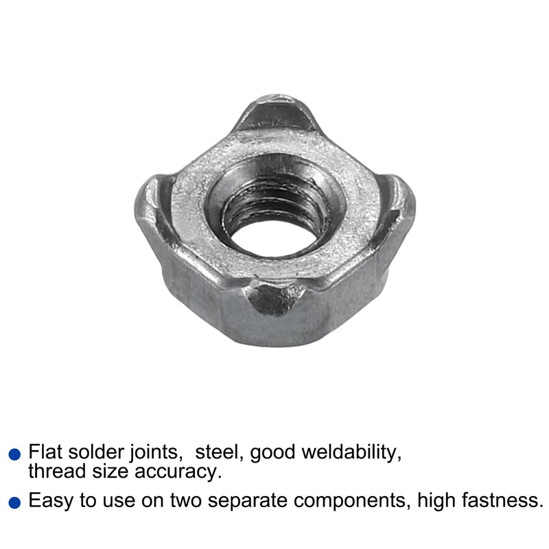 uxcell Weld Nuts, M4 Square UNC Carbon Steel Machine Screw Gray 40Pcs