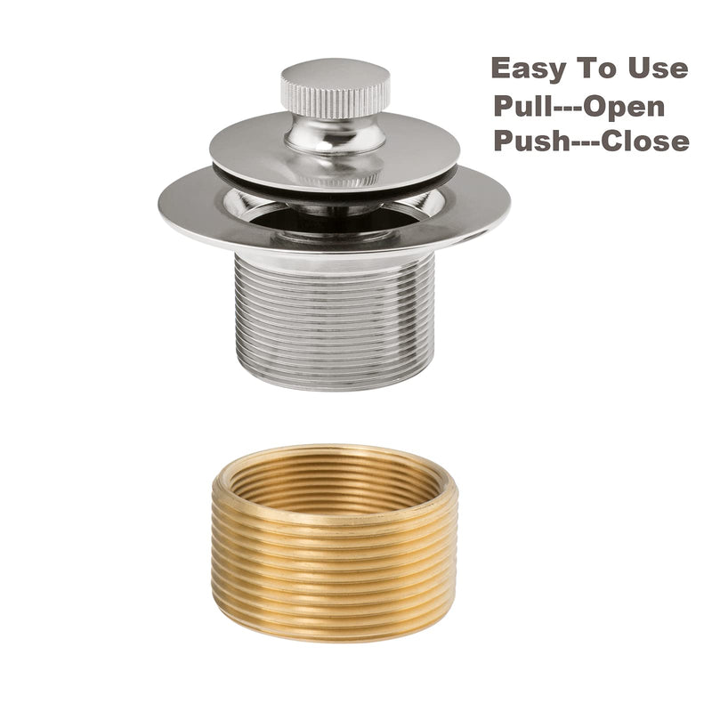 Artiwell Push & Lock Tub Trim Set with Single-Hole Overflow Faceplate, Bathtub Conversion Kit Assembly with Conversion Bar, Universal Fine/Coarse Thread, No Putty Installation (Chrome Plated) Chrome Plated