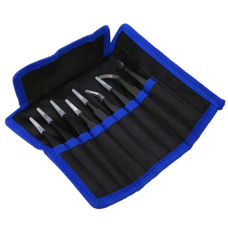 Precision Tweezer Set - FEITA Professional ESD Stainless Steel Anti static Tweezers Kit for Electronic, craft, Jewelry, Watchmakers, Hobby (Black 9 Pcs) Black Tweezers - 9pcs