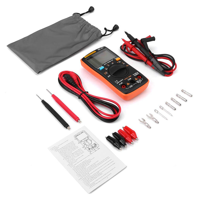 Multimeter, AN8008 True-RMS Digital Multimeter AC DC Voltage Ammeter Current Ohm Meter Ranging Fast Accurately Measures Voltage with Bag