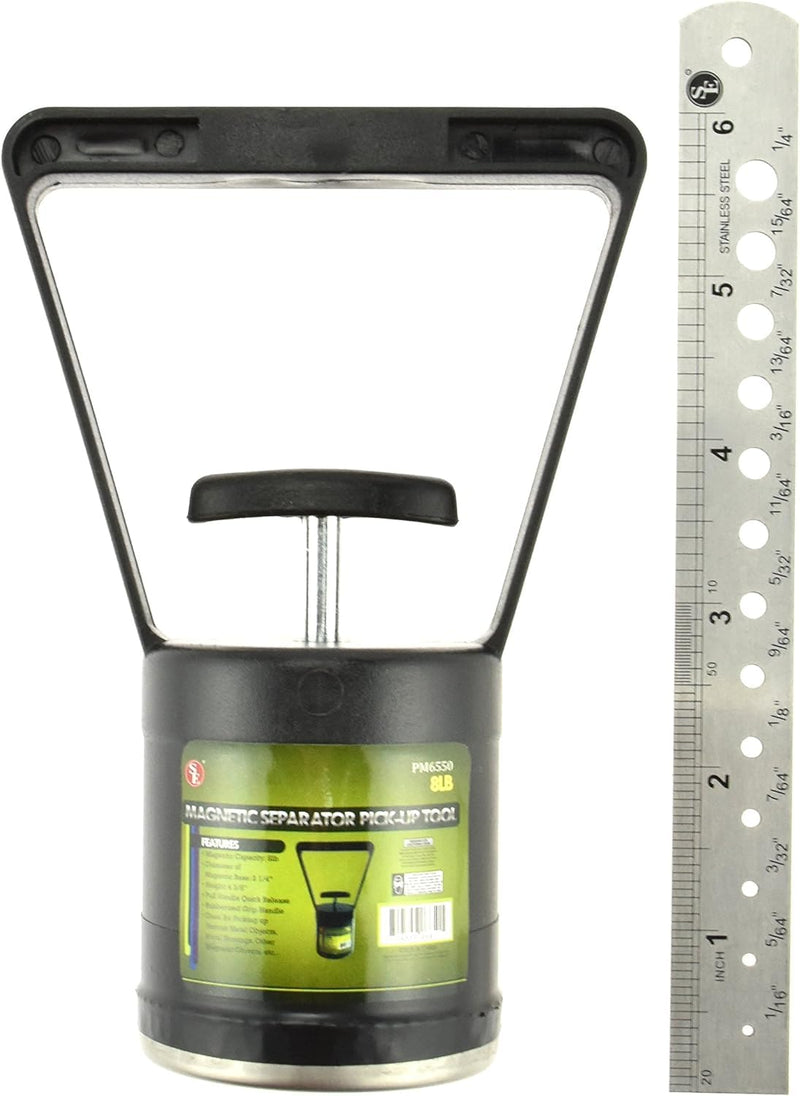 SE Magnetic Separator Pick-Up Tool with Quick Release - 8 lb Capacity, Rubberized Grip Handle, Ideal for Metal Shavings and Ferrous Object Retrieval PM6550 Pack of 1 - NewNest Australia
