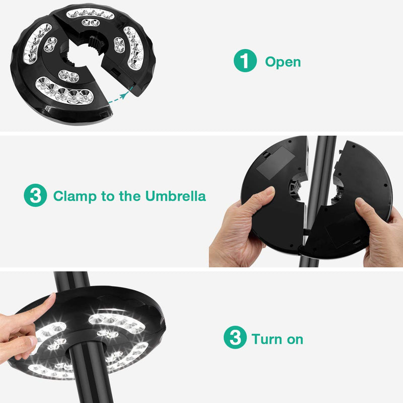 Rechargeable Umbrella Light Cordless Umbrella Pole Light for Patio Umbrellas,Camping Tents or Outdoor Use (Cool White, L-2inch)