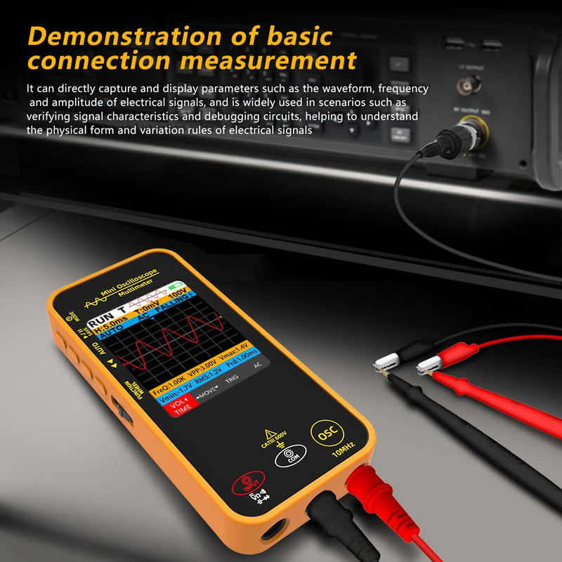 OS1 Digital Oscilloscope Multimeter 10MHz Bandwidth Handheld oscilloscope with 48MSa/s Sampling Rate 3.2” TFT LCD Rechargeable Multimeter Capacitance Diode Ohm Voltage Tester
