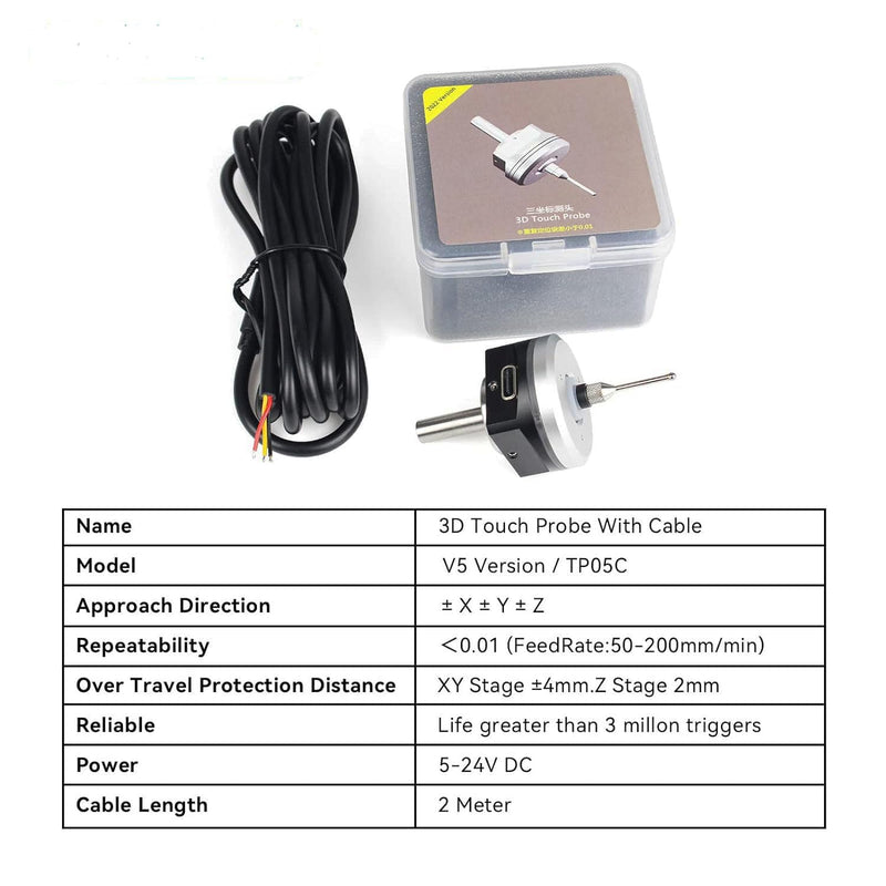 CNC 3D Touch Probe Edge Finder,XYZ Coordinate Measuring Sensor with 2M Cable and 6 MM Shank Compatible with Mach3 and GRBL,for GRBL CNC Router (NPN-NO) NPN-NO