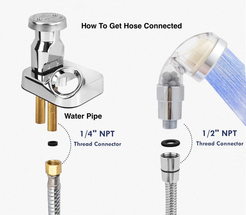 Socila Professional Stainless Steel Shampoo Bowl Hose - 1/2" Thread Sprayer Head to 1/4" Thread Water Pipe for Barber Shop & Salon Sink Replacement Part for Faucet and Sprayer
