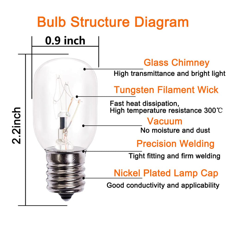 8206232A Microwave Oven Light Bulbs,6 Pack 40w 125v E17 Under Hood Microwave Oven Light Replacement Parts,Exact Fit for Whirlpool Maytag Microwaves - Lava Lamp Salt Bulbs 8206232A /E17 Base