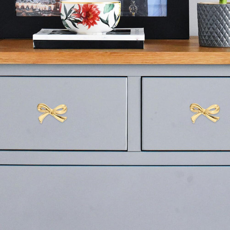 DOITOOL Bowknot Cabinet Knobs 2.75In Decorative Brass Pull Handles for Kitchen Cupboard Dresser Drawer Wardrobe Hardware Set
