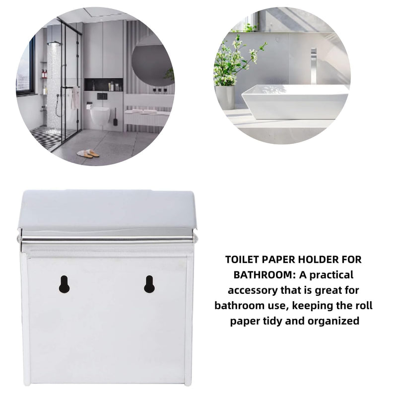 Toilet Paper Holder with Cover Dog Cat Proof Stainless Steel Roll Paper Holder Wall Mount Tissue Box Cover Waterproof Toilet Paper Storage Rack Bathroom Accessories